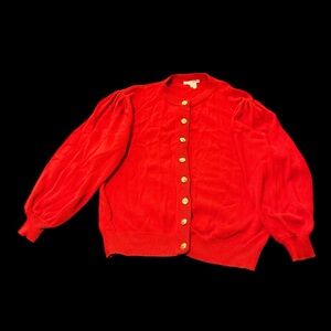 Bright Red Button Button Down Sweater